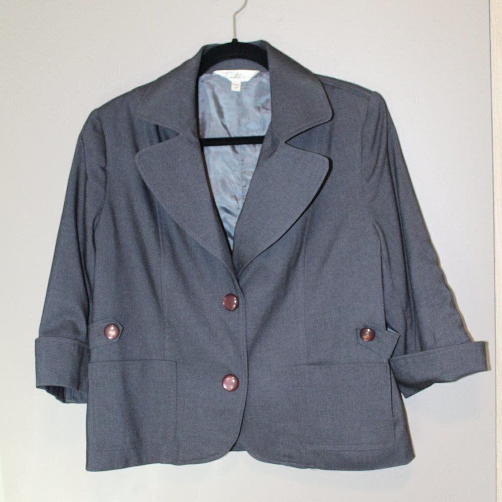 Retro / Vintage Tradition Grey / Black Suit Jacket  | Size 14P